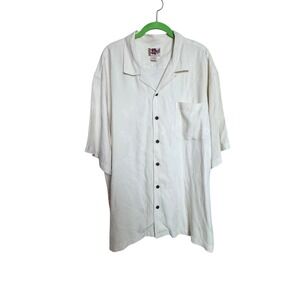 Hilo Hattie Button Up Shirt Men's XL White Summer Style Coastal Chic Minimalist